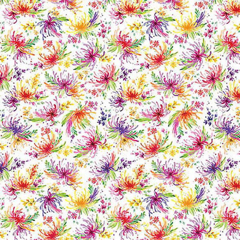 Full Bloom Medium Floral by P and B Textiles Cotton Fabric by the yard
