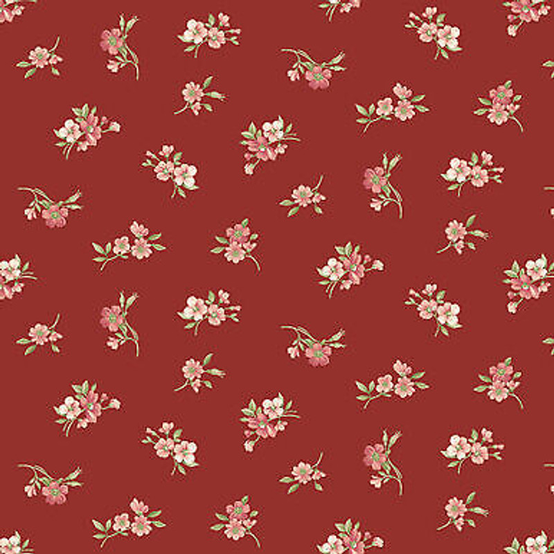 Sweet Blush Floral Rose Rose Buds Red by P and B Textiles Cotton Fabric BTY