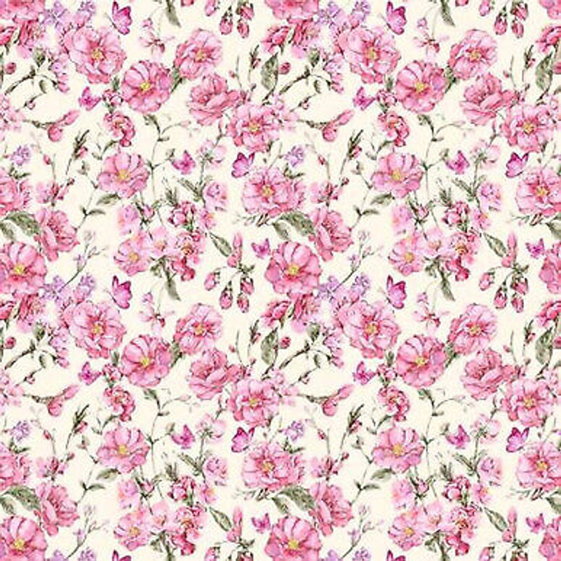 Judys Bloom Floral Anthemy Rose by Eleanor Burns Cotton Fabric for Benartex BTY