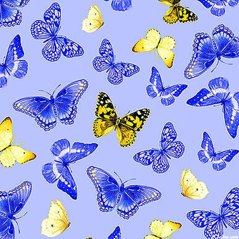 Sunflower Sunrise Butterflies Blue by Benartex  Cotton Fabric  sold by the yard