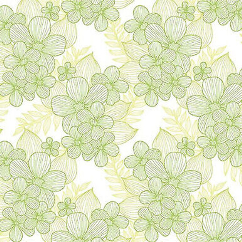 Judys Bloom Floral Crochet Green by Eleanor Burns Cotton Fabric  Benartex BTY