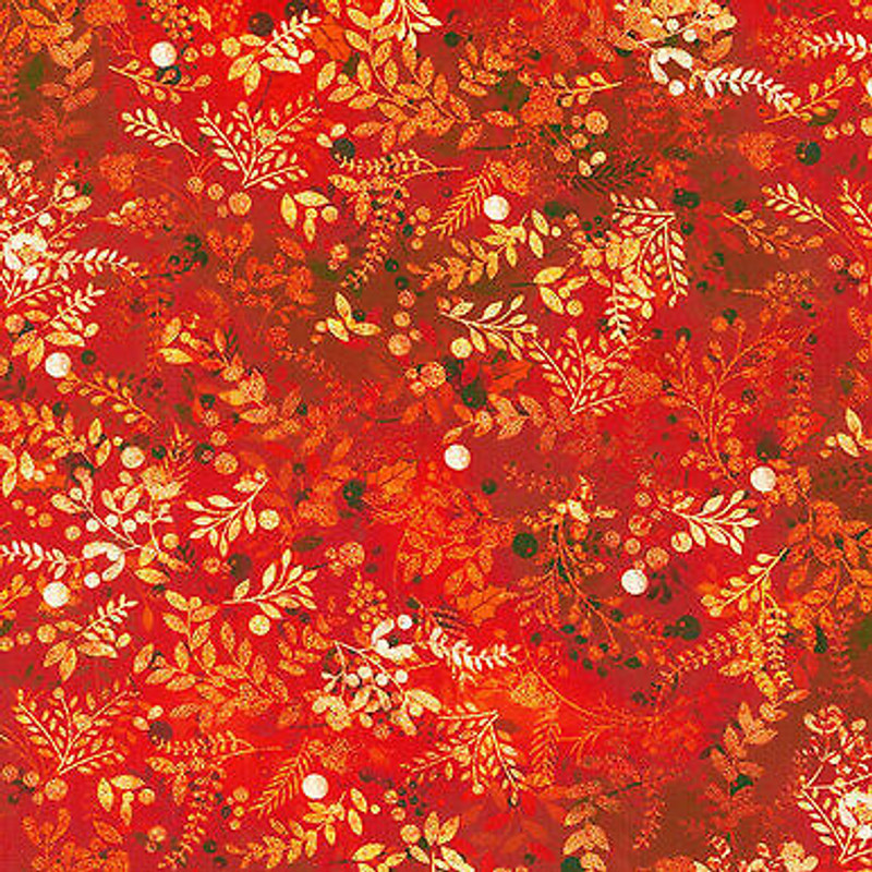 Festive Beauty Winter Branches Red Cotton Fabric by Robert Kaufman by the yard