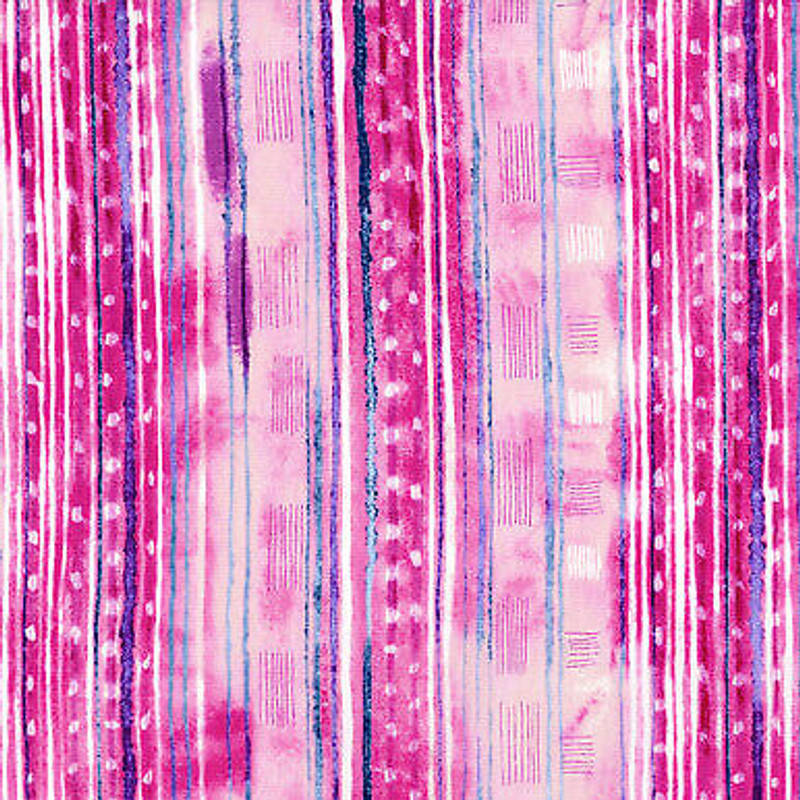 Petal Park Pathway Pink Stripe  Cotton Fabric by RJR BTY