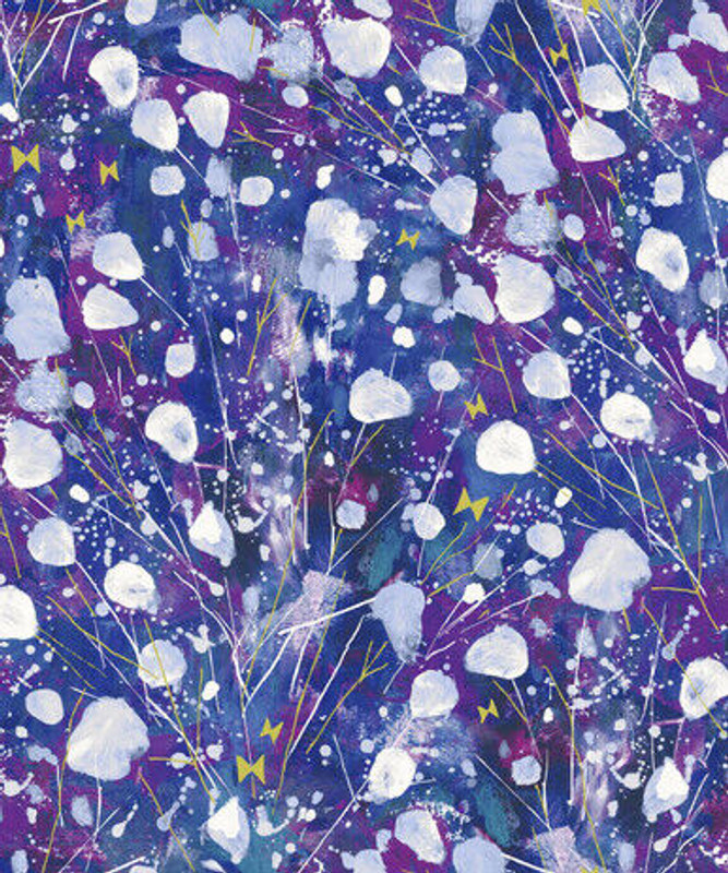 Snow Flowers Kasumisou Violet Cotton Fabric by RJR BTY