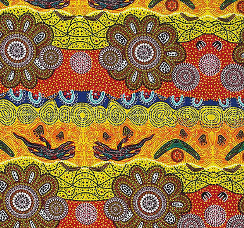 Home Country Gold  Australian Aboriginal  Cotton Fabric by M S Textiles