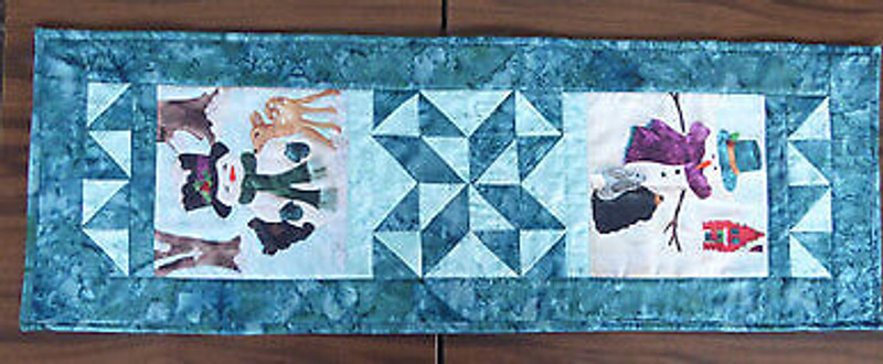 Snow Buds Table Runner Kit Blocks 4,9 and Hoffman Batik Cotton Fabric by McKe...