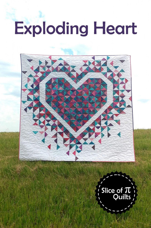 Exploding Heart Pieced Quilt Pattern Quilt 72x72 in by Slice of Pi Quilts