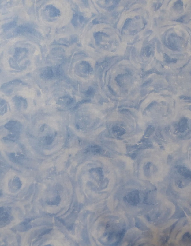 Coming Up Roses Blue Floral Cotton Fabric by South Sea Imports