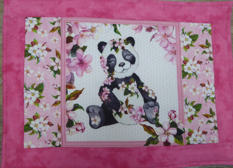 Panda Bear Placemat 1 Pretty in Pink Darling Floral Cotton Handmade Quilted