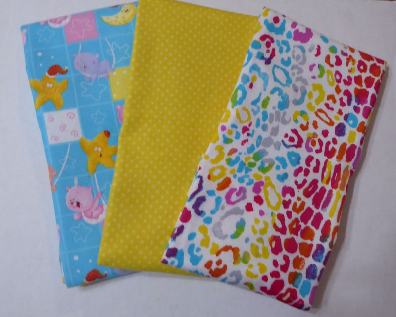 Rainbow Spots Baby Squares and Yellow Dot Flannel Half Yard Cotton