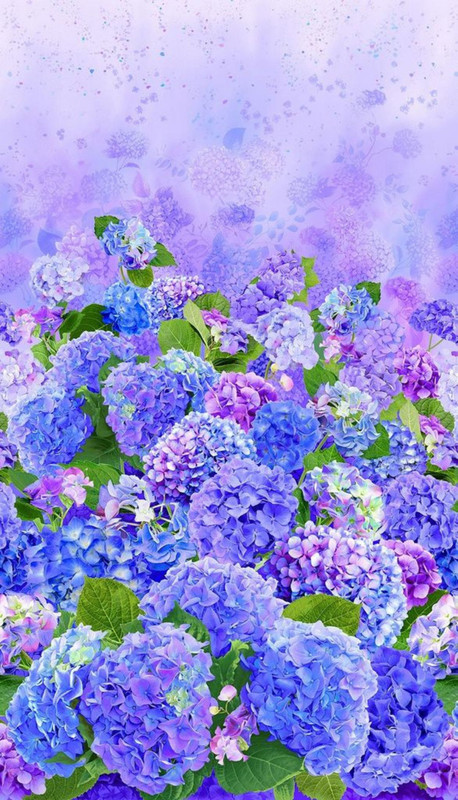 Timeless Treasures Hydrangea Bliss Panel 23 x 44 inches Cotton Fabric BTY