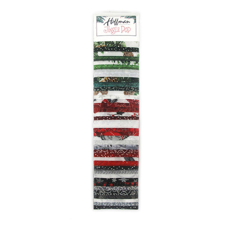 Hoffman Jingle Pop Silver Christmas Cotton Strips 2.5 inch 40 Different Strips