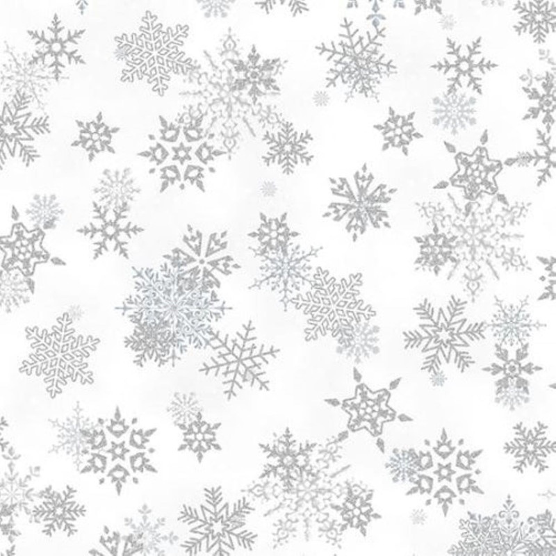 Whispering Woods Christmas Snowflakes Silver by Hoffman Cotton Fabric BTY