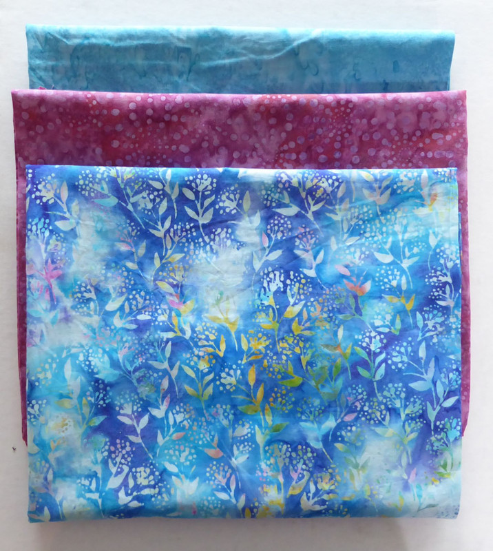 Batik Blues and Dark Pink 3 Yard Bundle Cotton by Sue's Creating Cottage