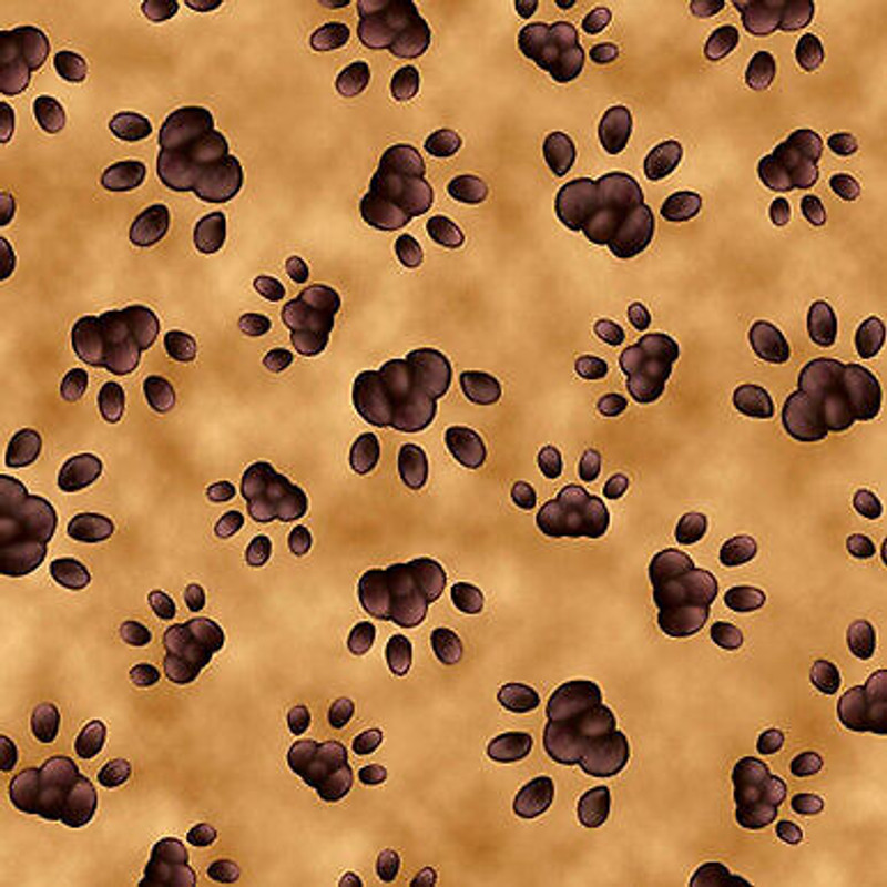 Literary Kittens Paw Print- Camel by Quilting Treasures