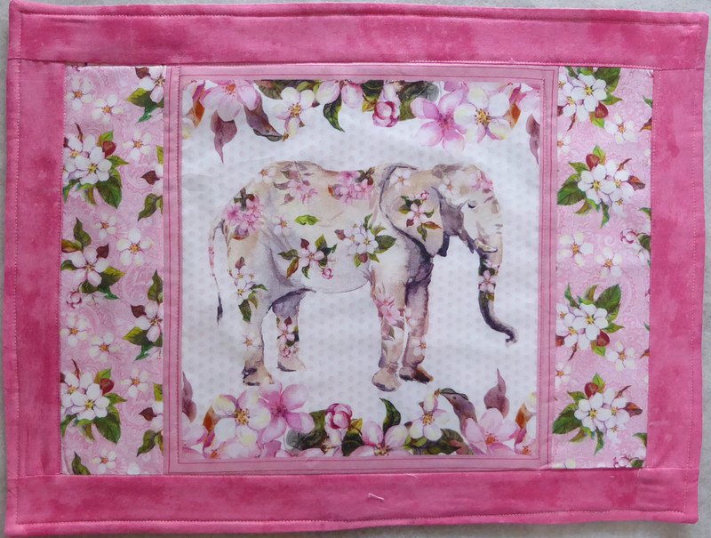 Elephant Placemat 1 Floral Animals Darling Floral Cotton Handmade Quilted