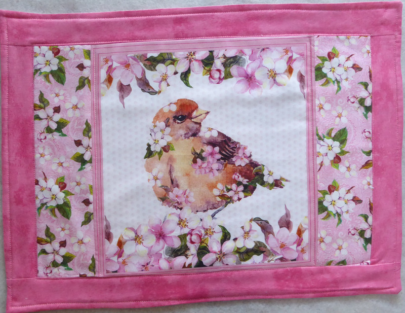 Chick Placemat 1 Floral Animals Darling Floral Cotton Handmade Quilted