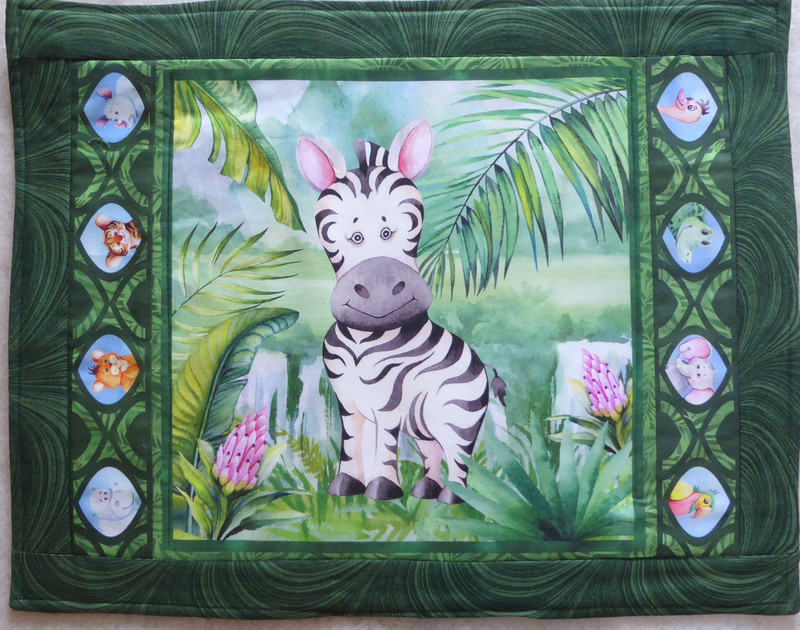 Baby Zebra Placemat 1 Cute Jungle Friends Cotton Handmade Quilted