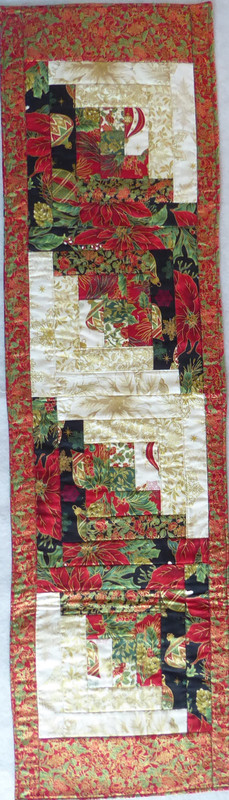 Christmas Blossom Table Runner 13x44Handmade and Quilted Cotton Fabric