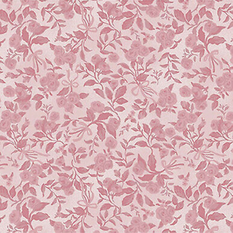 Quilt Gate Pink Blooming Rose Sm Leaves Cotton Fabric