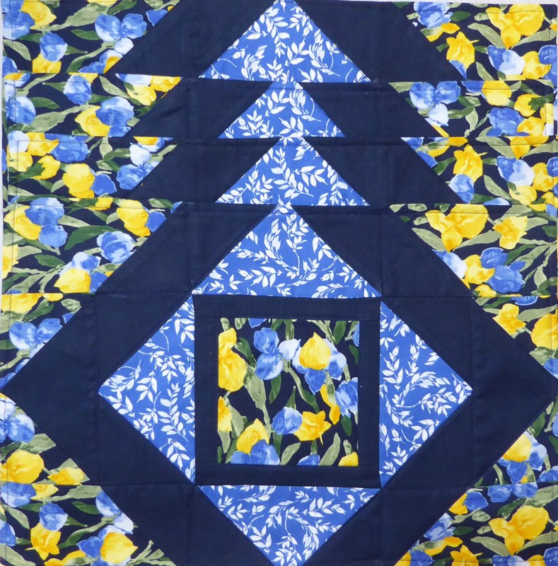 Floral Blue Yellow Placemats Set of 4 Created Handmade and Quilted by Sue