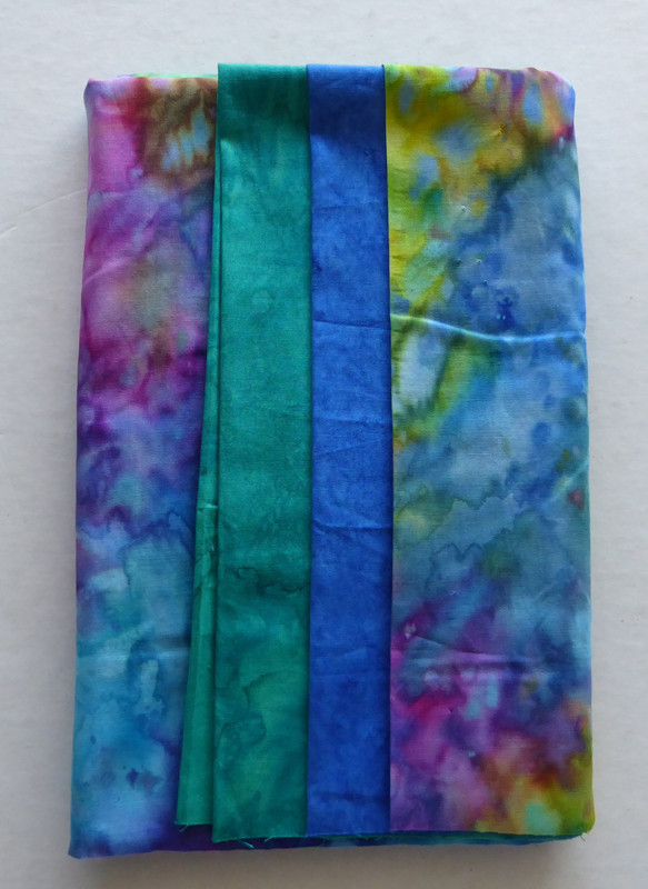 Batik Mottled Rainbow Green Blue New Half Yard Plus Bundle