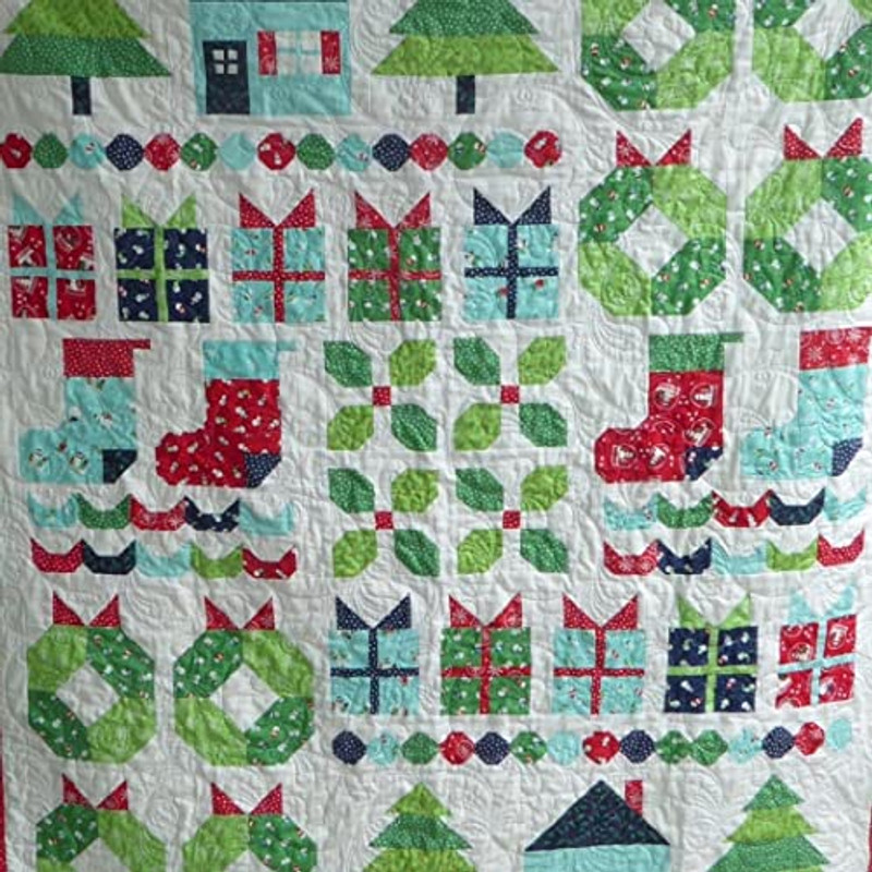 Sue's Creating Cottage Quilt, Lap Quilt, Holiday Vibes 50"x56" Cotton Fabric Handmade Quilt