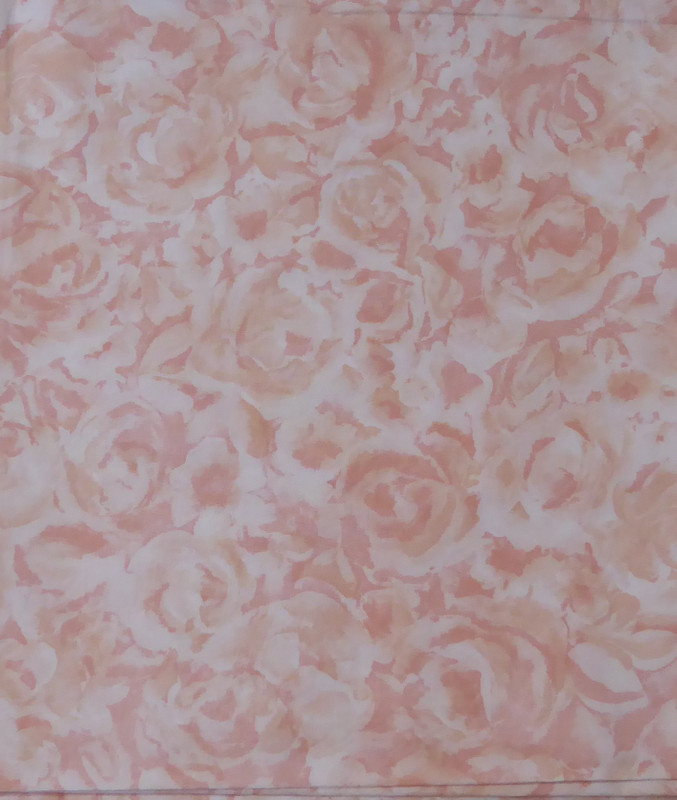 Vintage Pink Roses on White Cotton Fabric 40 Inch long Piece