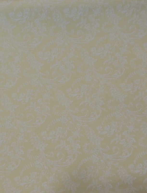 Vintage Pale Yellow Swirl Floral Cotton Fabric by the yard