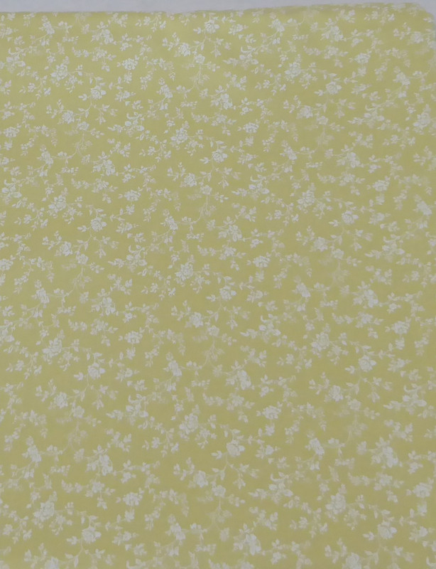 Vintage Pale Yellow with Tossed White Floral Cotton Fabric by the yard