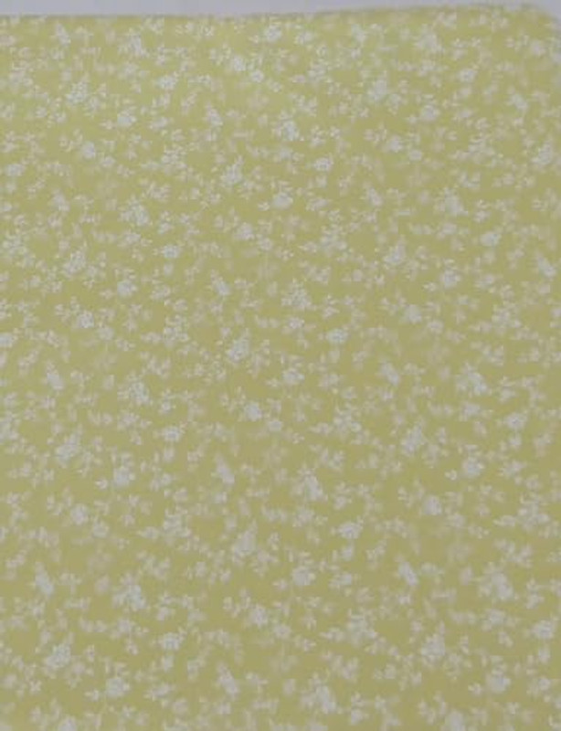 Vintage Tossed White Flowers on Pale Yellow Floral Cotton Fabric by The Yard