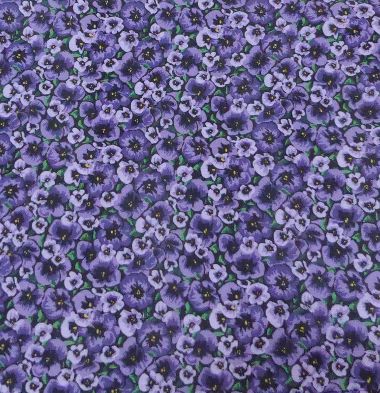 Vintage Purple Pansies Floral Cotton Fabric by The Yard