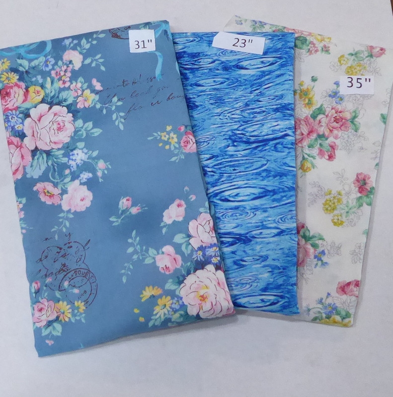 Blue White Water Floral Fabrics 2yd 17in Last the Best End of Bolt