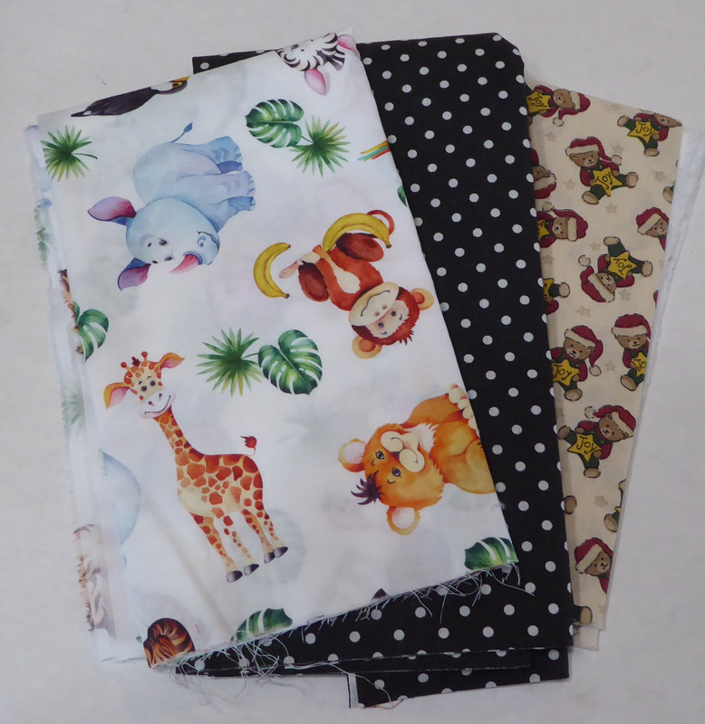 Cut Aimals and Dots on Black Novelty New Half Yard Plus Bundle