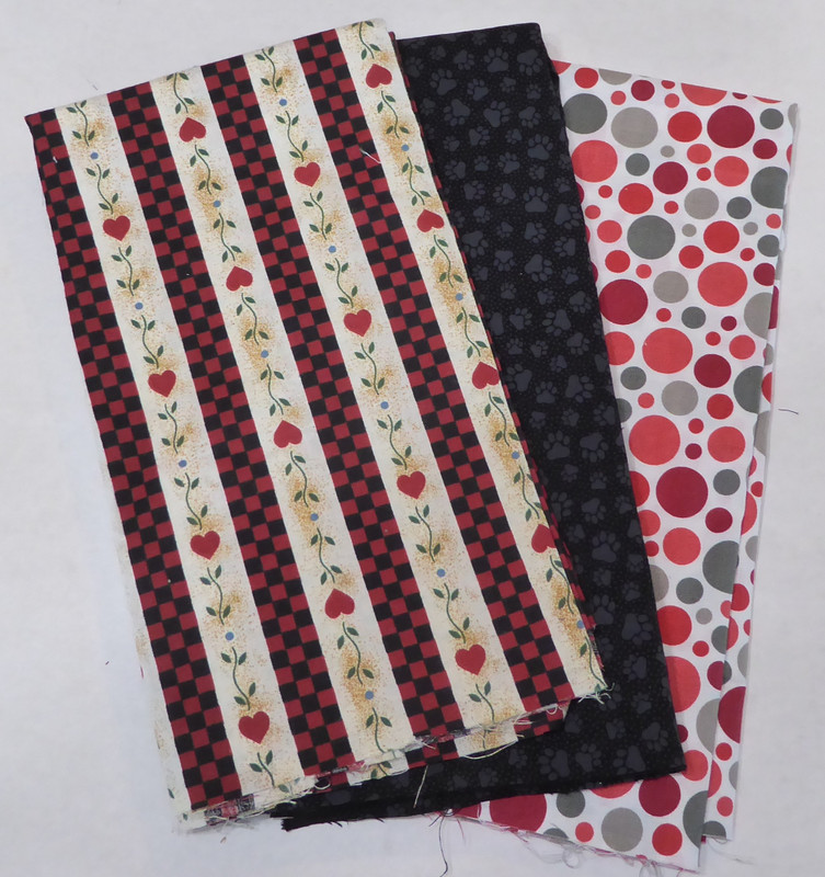 Red Hearts and Dots Black Novelty New Half Yard Plus Bundle