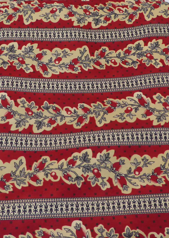 Vintage Red Berries with black Stripe Floral Cotton Fabric by The Yard