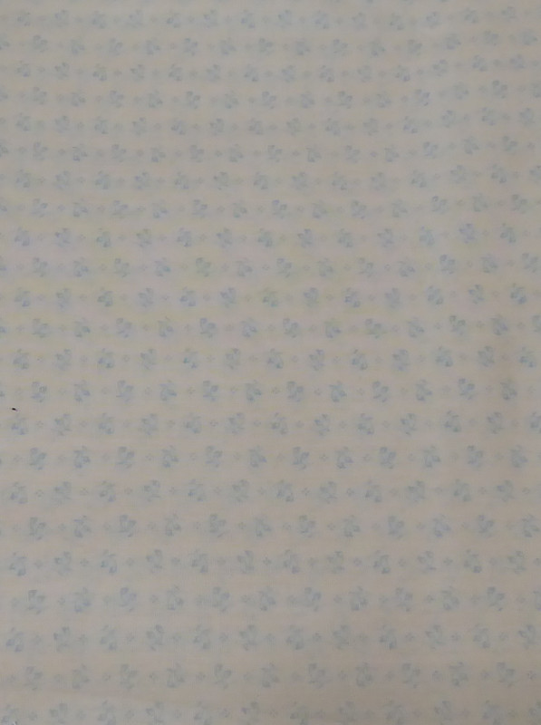 Off White with Aqua Flowers Cotton Fabric by the 68 Inch Piece