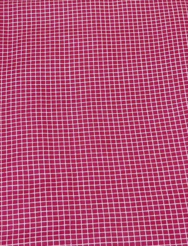Red with thin white stripey squares Cotton Fabric By the Yard
