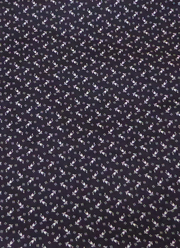 Vintage Black with White Florets Floral Cotton Fabric by The Yard