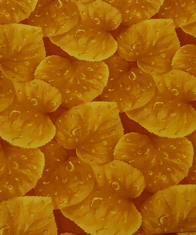 Vintage Blender Orange Leaves with Water Drops Cotton Fabric by the yard