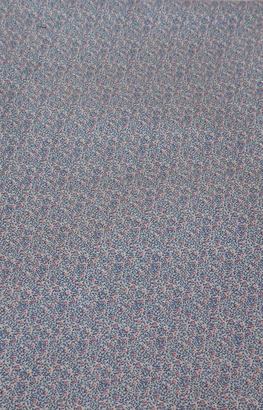 Vintage Fabric Red and Blue Viney Cotton Fabric 48 inches long