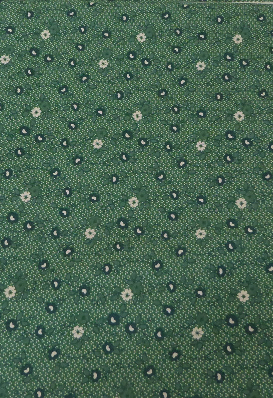 Vintage Floral Green and Cream Flowers Cotton Fabric Sold by the yard