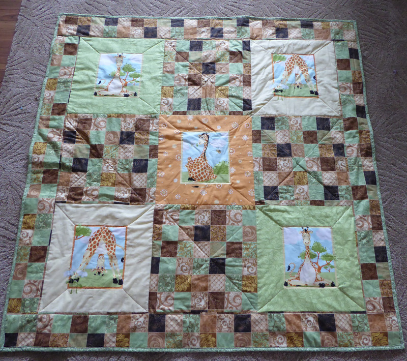 Handmade Lap Quilt 48 x 48 Inches Giraffe Quilt Cotton Fabric