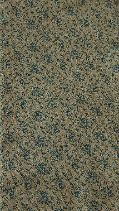 Vintage Blue Flowers on Tan Floral Cotton Fabric by The Yard