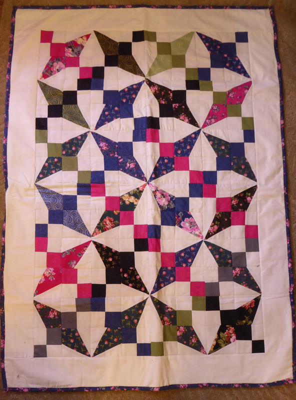 Handmade Lap Quilt 38 x 51 Inches Multicolor Intricate Kite Design Cotton Fabric
