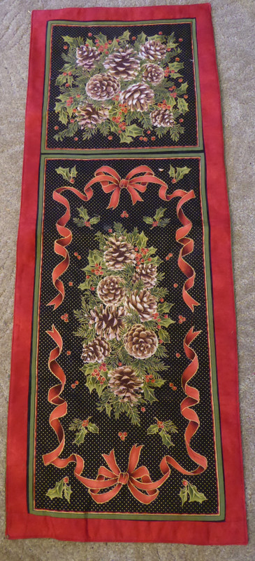 Pine ConesTable Runner 15x 47 Handmade by Sue Cotton Fabric