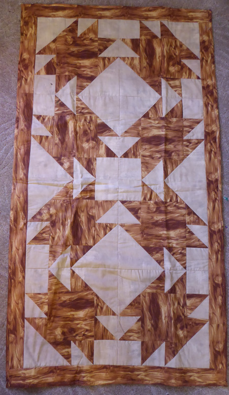 Brown Wood Grain Table Runner 28x 52 Handmade by Sue Cotton Fabric