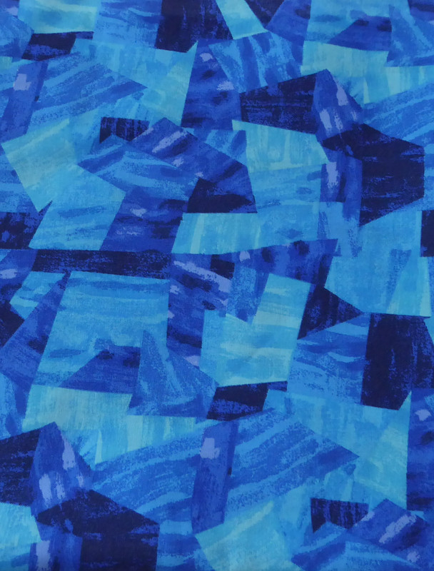 Vintage Geometric Shapes Blue Cotton Fabric by The Yard