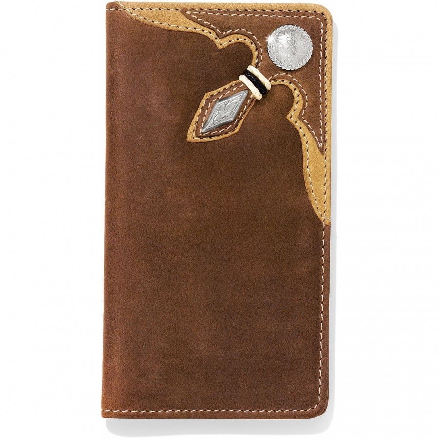 06399 Silver Creek Stockyards Rawhide Checkbook Wallet Brown