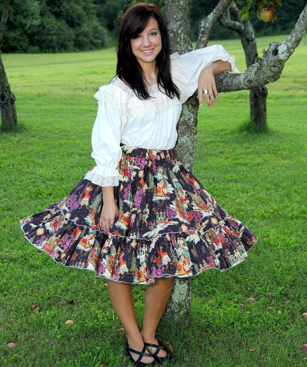 402 Assorted Print Single Ruffle Skirt